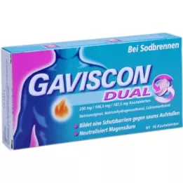 GAVISCON Dual 250mg/106.5mg/187.5mg çiğneme tabletleri, 16 adet