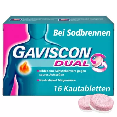 GAVISCON Dual 250mg/106.5mg/187.5mg çiğneme tabletleri, 16 adet