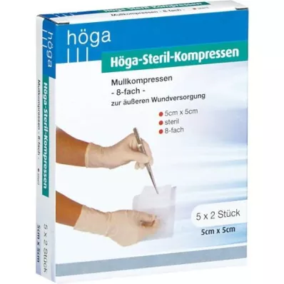 HÖGA-KOMPRESSEN 5x5 cm steril 8 katlı, 5X2 adet