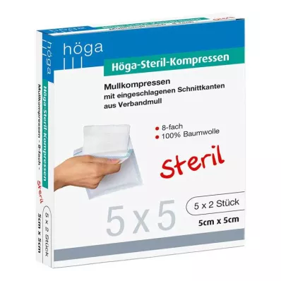 HÖGA-KOMPRESSEN 5x5 cm steril 8 katlı, 5X2 adet