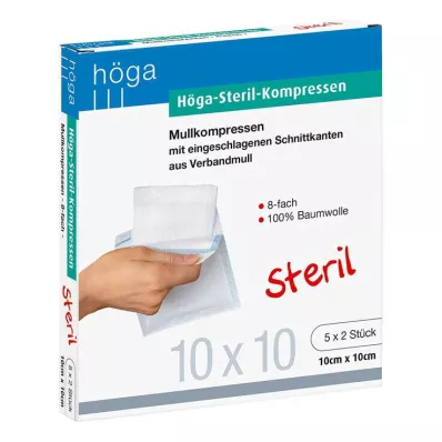 HÖGA-KOMPRESSEN 10x10 cm steril 8 katlı, 5X2 adet