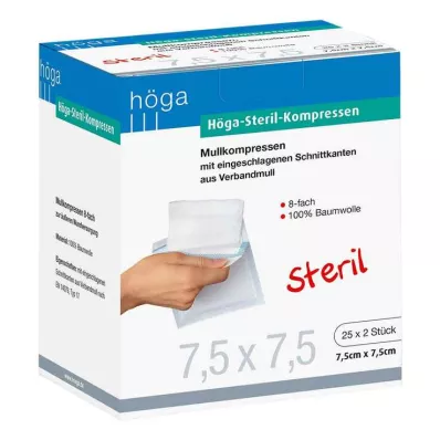 HÖGA-KOMPRESSEN 7,5x7,5 cm steril 8 katlı, 25X2 adet