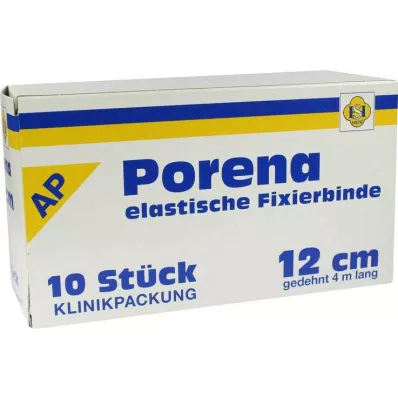 PORENA Elastik gazlı bez bandaj 12 cm beyaz, çellosuz, 10 adet PORENA Elastik gazlı bez bandaj 12 cm beyaz, çellosuz, 10 adet