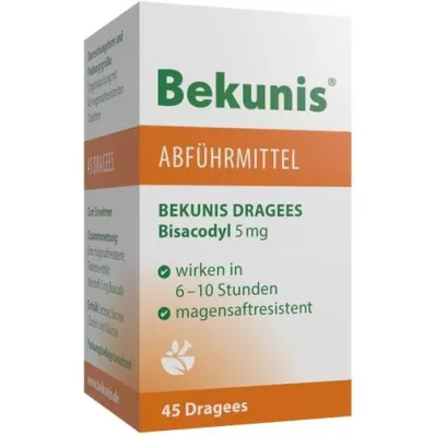 BEKUNIS Dragees Bisacodyl 5 mg enterik kaplı tablet, 45 adet