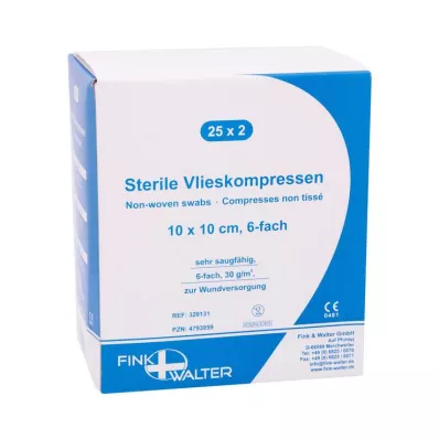 VLIESKOMPRESSEN 10x10 cm steril 6 katlı, 25X2 adet