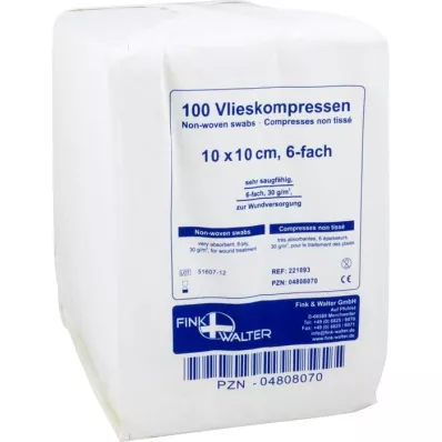 VLIESKOMPRESSEN 10x10 cm steril olmayan 6 katlı, 100 adet