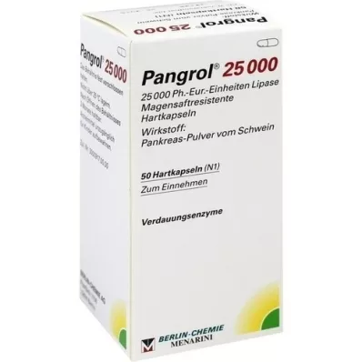 PANGROL 25.000 Enterik kaplı kabuklu sert kapsül, 50 adet