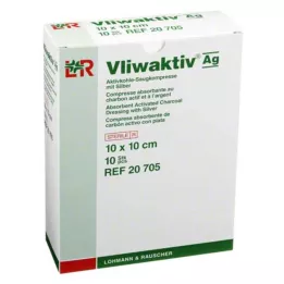 VLIWAKTIV AG Gümüşlü aktif kömür emici ped 10x10 cm, 10 adet