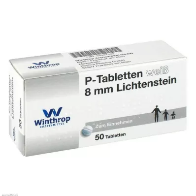 P tabletler beyaz 8 mm, 50 adet