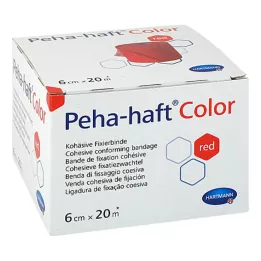 PEHA-HAFT Renkli sabitleme bandajı 6 cmx20 m kırmızı, 1 adet