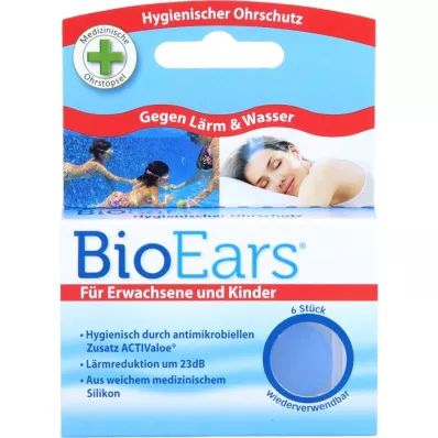 BIOEARS Silikon kulak tıkacı antimikrobiyal, 6 adet