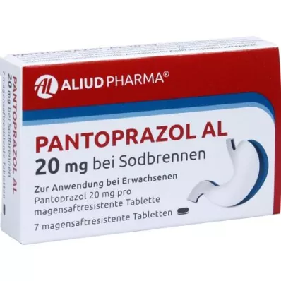 PANTOPRAZOL AL Mide yanması için 20 mg, mide suyu tabletleri, 7 adet