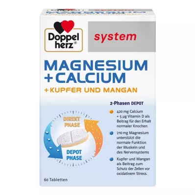 DOPPELHERZ Magnezyum+Kalsiyum+Bakır+Manganez siste. tab. 60 adet
