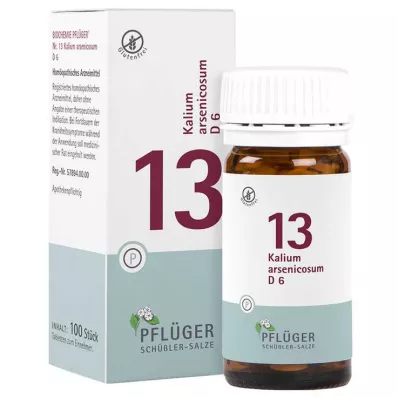 Biyokimya Pflueger 13 Potasyum arsenik.D 6 tablet, 100 adet Biyokimya Pflueger 13 Potasyum arsenik.D 6 tablet, 100 adet
