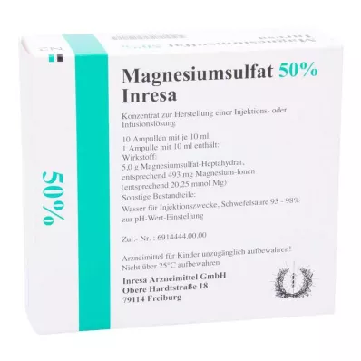 MAGNESIUMSULFAT Enj.-/İnf.L. için %50 Inresa Konsantresi, 10X10 ml