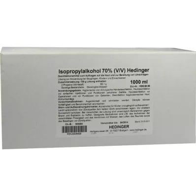 ISOPROPYLALKOHOL %70 Hedinger, 1000 ml ISOPROPYLALKOHOL %70 Hedinger, 1000 ml