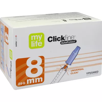 MYLIFE Clickfine AutoProtect kalem iğneleri 8 mm 29 G, 100 adet