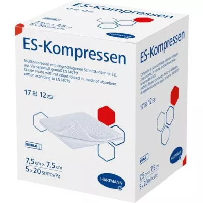 ES-KOMPRESSEN steril 7,5x7,5 cm 12x toplu paket, 5X20 adet