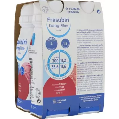 FRESUBIN ENERGY Elyaf DRINK Çilek içme şişesi, 4X200 ml