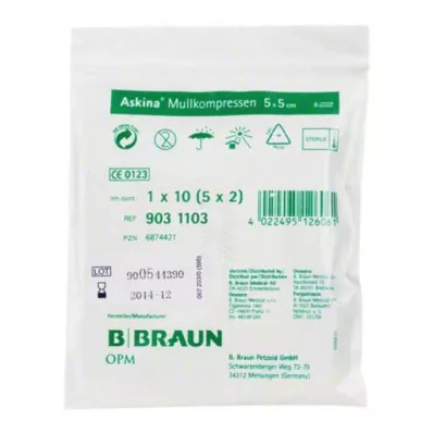 ASKINA Gazlı bez kompres 5x5 cm steril, 5X2 adet ASKINA Gazlı bez kompres 5x5 cm steril, 5X2 adet