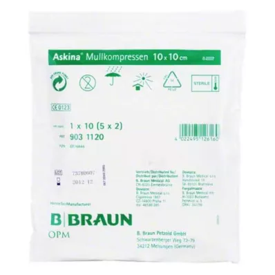 ASKINA Gazlı bez kompres 10x10 cm steril, 5X2 adet