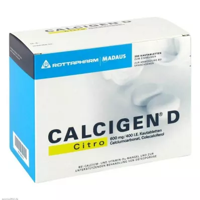 CALCIGEN D Citro 600 mg/400 I.U. Çiğneme Tableti, 200 Kapsül CALCIGEN D Citro 600 mg/400 I.U. Çiğneme Tableti, 200 Kapsül