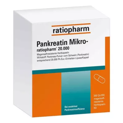 PANKREATIN Micro-ratio.20.000 mide suyu sert kapsülleri, 200 adet