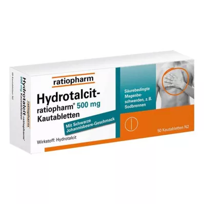 HYDROTALCIT-ratiopharm 500 mg çiğneme tableti, 50 adet HYDROTALCIT-ratiopharm 500 mg çiğneme tableti, 50 adet
