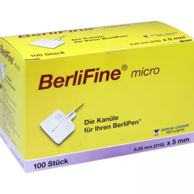 BERLIFINE 0,25x5 mm mikro iğneler, 100 adet