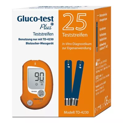 GLUCO TEST Plus kan şekeri test şeritleri, 25 adet GLUCO TEST Plus kan şekeri test şeritleri, 25 adet