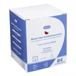 VLIES-SCHLITZKOMPRESSEN 7,5x7,5 cm steril 6 katlı, 25X2 adet
