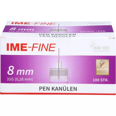 IME-ince Evrensel Kalem Kanülü 31 G 8 mm, 100 adet