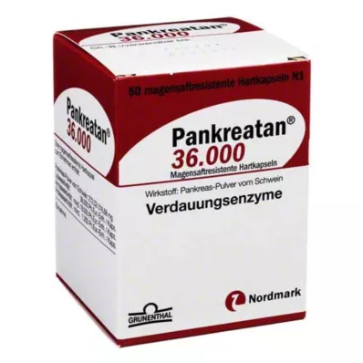 Pankreatan 36.000 mide-dirençli kapsül, 50 adet Pankreatan 36.000 mide-dirençli kapsül, 50 adet