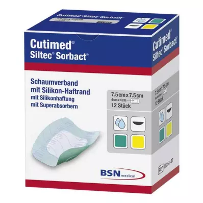 Cutimed Siltec Sorbact PU-bandaj 7,5x7,5 cm, 12 adet Cutimed Siltec Sorbact PU-bandaj 7,5x7,5 cm, 12 adet
