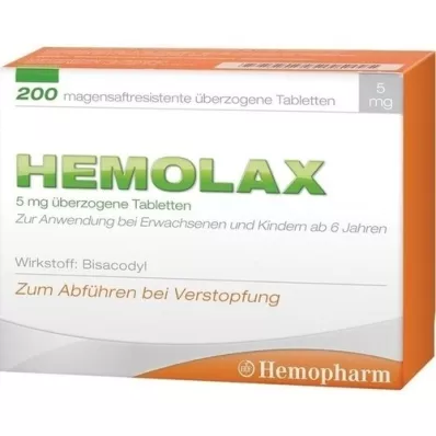 HEMOLAX 5 mg enterik kaplı tabletler, 200 adet