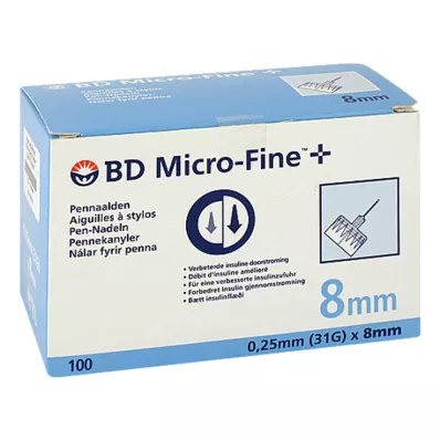 BD MICRO-FINE+ 8 kalem iğnesi 0,25x8 mm, 100 adet