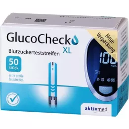 GLUCOCHECK XL Kan şekeri test şeritleri, 50 adet