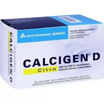 CALCIGEN D Citro 600 mg/400 I.U. Çiğneme Tableti, 120 Kapsül