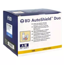 BD AUTOSHIELD Duo emniyetli kalem iğneleri 8 mm, 100 adet