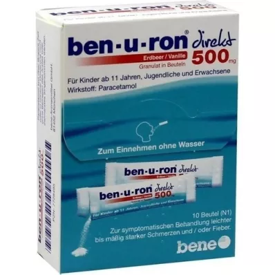 BEN-U-RON direkt 500 mg granül çilek/vanilya, 10 adet