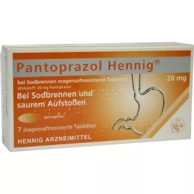 PANTOPRAZOL Mide yanması için Hennig 20 mg msr. tablet, 7 adet