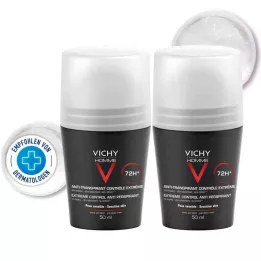 VICHY HOMME Deodorant roll-on antiperspirant 72 saat DP, 2X50 ml