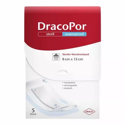 DRACOPOR su geçirmez yara örtüsü 8x15 cm steril, 5 adet