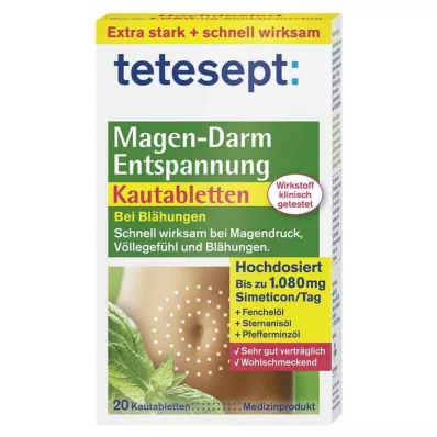 Tetesept gastrointestinal rahatlama çiğneme tabletleri, 20 adet Tetesept gastrointestinal rahatlama çiğneme tabletleri, 20 adet
