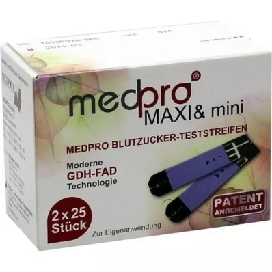 MEDPRO Maxi &amp; mini kan şekeri test şeritleri, 2X25 adet