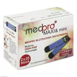 MEDPRO Maxi &amp; mini kan şekeri test şeritleri, 2X25 adet