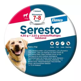 SERESTO 8 kgdan büyük köpekler için 4.50g + 2.03g tasma, 1 adet