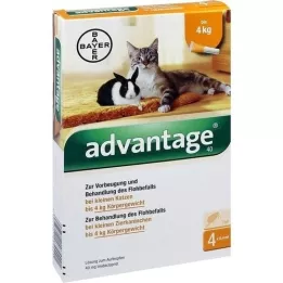 ADVANTAGE Küçük kediler/küçük süs tavşanları için 40 mg çözelti, 4X0,4 ml