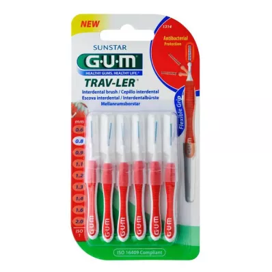 GUM TRAV-LER 0,8mm mum kırmızı diş arası+6 kapak, 6 adet