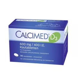 Calcimed D3 600 mg / 400 IU çiğneme tabletleri, 96 adet